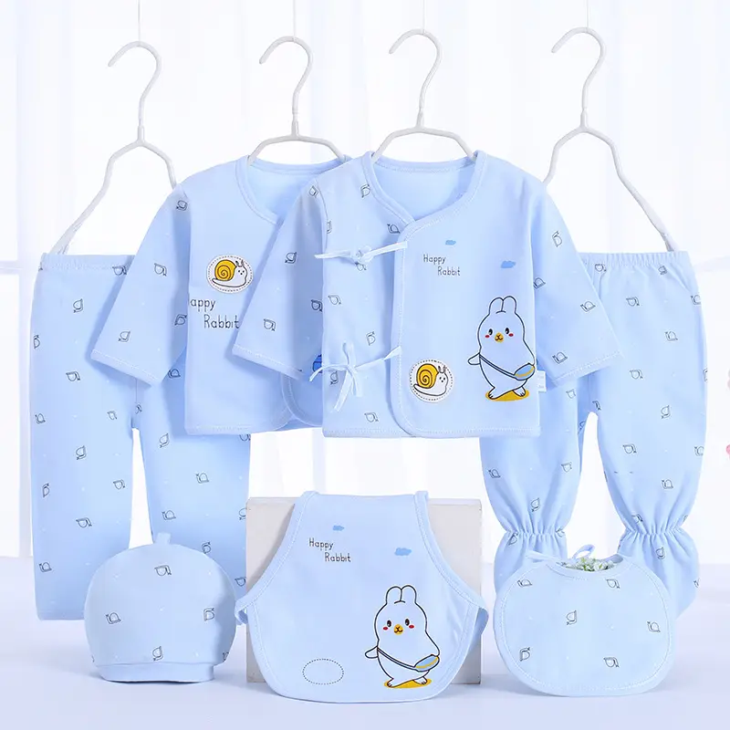 Newborn 7PCS 100 Cotton Full Month Cartoon Pattern baby Boys' girls' Clothes Set