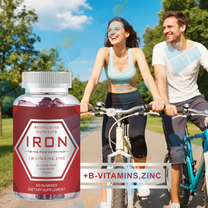 ओम/ओटम निजी लेबल 60 पीसी आयरन वेगन गुम्मीज पूरक के साथ पुरुषों और महिला ऊर्जा समर्थन के लिए विटामिन बी 12 फोलेट के साथ पूरक - Product Image 3