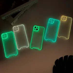 Luminous Glow in Dark TPU Soft Case For Iphone 15 14 Pro max 14 Max 13 12 11 X XS XR Back Cover Fluorescent Color