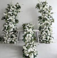 Chemin de table en fleurs artificielles J-FR040 pour décoration de mariage, chemin de table en fleurs de soie, chemin de table en fausses fleurs, chemin de table floral pour allée de mariage