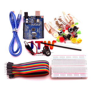 Kit de démarrage Arduino Uno R3 Mini avec breadboard, fils de liaison, composants LED pour projets éducatifs et de fabrication - Product Image 1