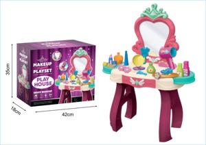 Recién llegado, <span class=keywords><strong>tocador</strong></span> rosa para niñas, mesa de espejo, lavabo de baño, juego de <span class=keywords><strong>tocador</strong></span> con luz de inducción - Product Image 4