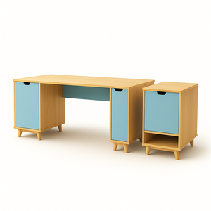 Olly ชุดโต๊ะคอมพิวเตอร์แบบปรับได้จากไม้ E0สไตล์นอร์ดิกตู้ด้านข้างเฟอร์นิเจอร์สำนักงานบ้านสำหรับเด็ก - Product Image 4