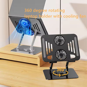 360 Degree <b>Rotating</b> Tablet Laptop Stand Holder Folding Metal 7.9'' to 15'' Height Adjustable <b>Desk</b> Holder with Cooling Fan - Product Image 2