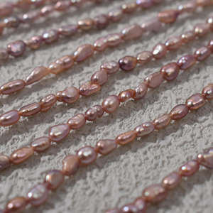 Collier de perles Keshi de forme baroque mini 3-4 mm, perles d'eau douce naturelles violettes faites à la main, perles en vrac pour le bricolage - Product Image 4