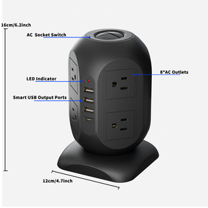 Chất lượng cao 8-way + 4 USB phổ ổ cắm mở rộng Board Power Strip bảo vệ tăng với 8 cửa hàng và đa cắm ổ cắm - Product Image 2