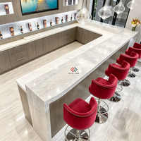 Magnifique comptoir de bar mobile à LED en pierre artificielle prêt à l'emploi pour restaurant