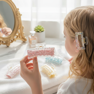 Tending Fashion scintillante accessori per ragazze Duckbill clip con paillettes in acrilico 5cm decorazione dei capelli vendita calda all'ingrosso - Product Image 2