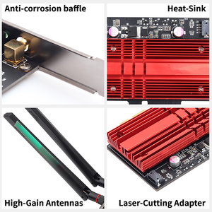 3000Mbps WIFI 6 Intel <span class=keywords><strong>AX200</strong></span> PCI-E อะแดปเตอร์ไร้สายสำหรับ BT 5.1 Dual Band 2.4G/5GHz 802.11AX การ์ดเครือข่าย WLAN Win10-64บิต - Product Image 3