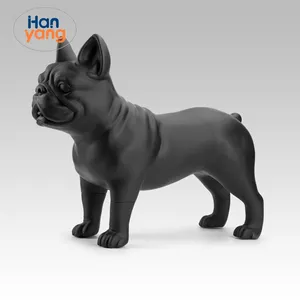 HanYang OEM Custom Black matte glass steel bulldog francese modello di cane di piccola taglia manichino per abbigliamento per cani