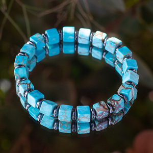 Bracelet en perles carrées de Lapis Lazuli naturel 6*6mm, style bohème, perles irrégulières, bracelet de guérison pour les <span class=keywords><strong>vacances</strong></span> - Product Image 4