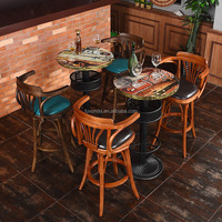 Tabouret de bar ensemble chaise haute et table nouveau design chaise de bar haute moderne en bois de luxe pour la cuisine