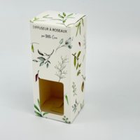 Boîte d'emballage personnalisée pour diffuseur de parfum avec fenêtre transparente et logo en feuille d'or, boîte cadeau en carton pliable de luxe