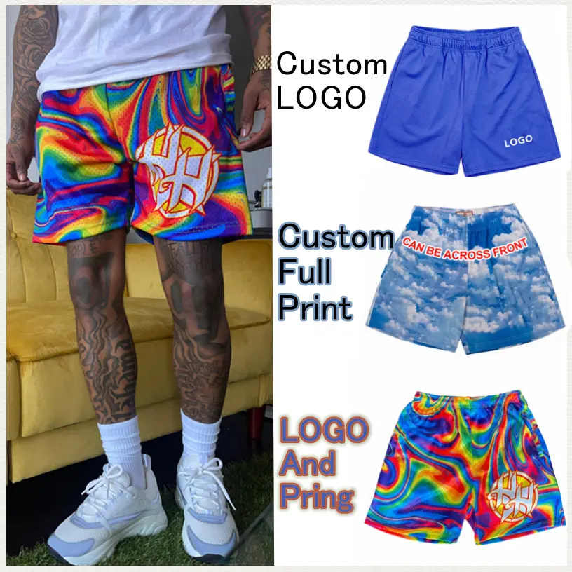 wholesale sports designer mens gym running jersey wear 5 inch polyester mesh custom basketball shorts custom short