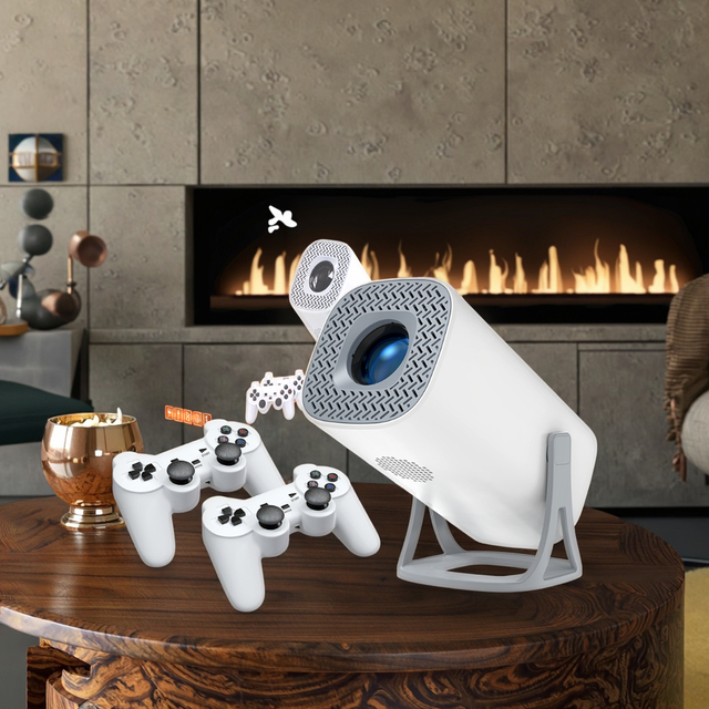 Junuo Custom Boot Image Animation and UI Android 11 2 Game Consoles Retro Games Beamer Game Projector for Home Theater Kids Use