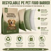 Sachet Doypack Personnalisé en PE Recyclable pour Aliments pour Chiens, avec Fermeture Ziplock, Impression Numérique par Gravure, Emballage pour Friandises pour Animaux de Compagnie