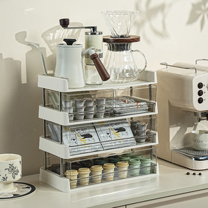 Estante de Almacenamiento Multicapa de 4 Niveles, Organizador Ajustable de Plástico para Cápsulas de Café y Bolsitas de Té, Estante de Cocina para Escritorio - Product Image 1