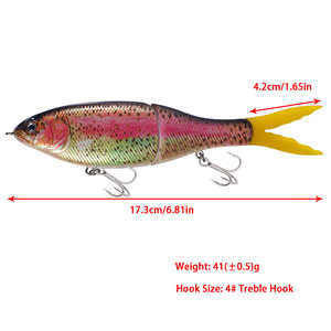 Nouvelle Ligne <span class=keywords><strong>de</strong></span> Pêche Artificielle Multi-Sections en Forme <span class=keywords><strong>de</strong></span> S, à Coulée Lente, 17cm, pour Poissons, avec Queue en Fil Plastique, 2 Sections, pour Bass - Product Image 2