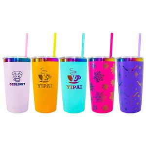 แก้วน้ำเก็บความเย็นสุญญากาศเคลือบสีรุ้ง ขนาด 20 ออนซ์ พร้อมฝาปิด สำหรับสลักเลเซอร์ตามสั่ง ของขวัญวาเลนไทน์ - Product Image 1