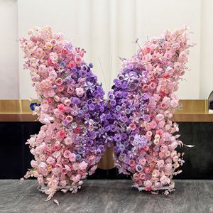 Finished 2*2m Artificial Flower <b>Butterfly</b> Backdrop Mesh Silk Floral <b>Butterfly</b> for Wedding Stage <b>Party</b> Event <b>Decor</b> - Product Image 1