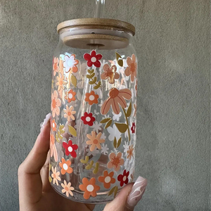 Hoa Kỳ Tàu Frosted Và Rõ Ràng Uống Cốc Frosted Bia Cốc Thăng Hoa Trống Thủy Tinh Với Nắp Tre 16Oz Thủy Tinh Có Thể - Product Image 3
