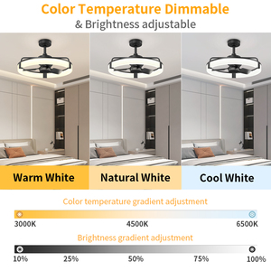 23 Inch Black Open Frame Ceiling <b>Fan</b> with Light Modern LED <b>Fan</b> Fixture for Small Bedroom Apartment - Product Image 4