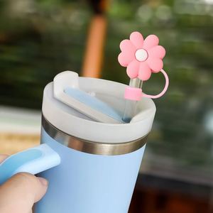 Food Grade Flower Pattern Cartoon <b>Reusable</b> Proof Dust Cover Cap Custom Designer Silicone Christmas <b>Straw</b> Cover Topper Charms - Product Image 4