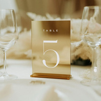 Cartes de table et de plateau personnalisées en acrylique doré miroir givré haute transparence pour mariages et conférences, autres formes