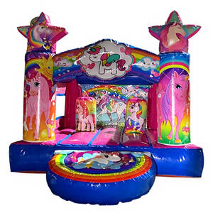 Château gonflable licorne magique avec toboggan humide et sec, château gonflable commercial, trampoline, château de saut - Product Image 2