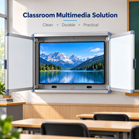 Tableau d'affichage magnétique mural verrouillable en verre trempé avec cadre métallique et double porte pour messages, idéal pour l'école et le bureau