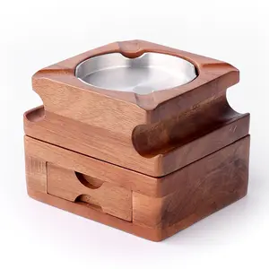 灰皿とコースタートップの木製葉巻灰皿カスタムロゴ付きデラックスシガーチェスト