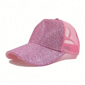 Gorras de Béisbol de Malla de Alta Calidad para Mujer con Cola de Caballo Alta, Sombreros Brillantes Rosas para Mujer al por Mayor - Product Image 2