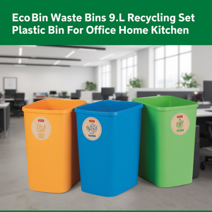Set di contenitori per la raccolta differenziata EcoBin da 9 litri, in plastica, per ufficio, casa e cucina - Product Image 3