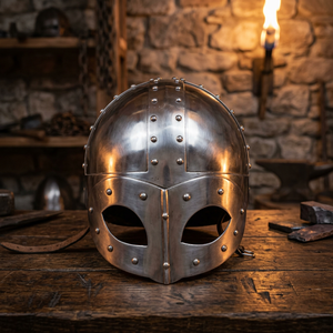 Casque de guerrier viking médiéval en acier antique, armure médiévale en acier, casque viking poli, casque en métal - Product Image 1