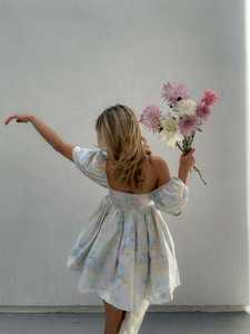 กระโปรงผ้าโปร่ง Tutu พิมพ์ลายดอกไม้หรูหรา,เดรสเจ้าหญิงมินิเดรสแขนกุดลายดอกไม้สีชมพูสำหรับสาวๆที่ได้รับความนิยมในอินสตาแกรมปี2022 - Product Image 3