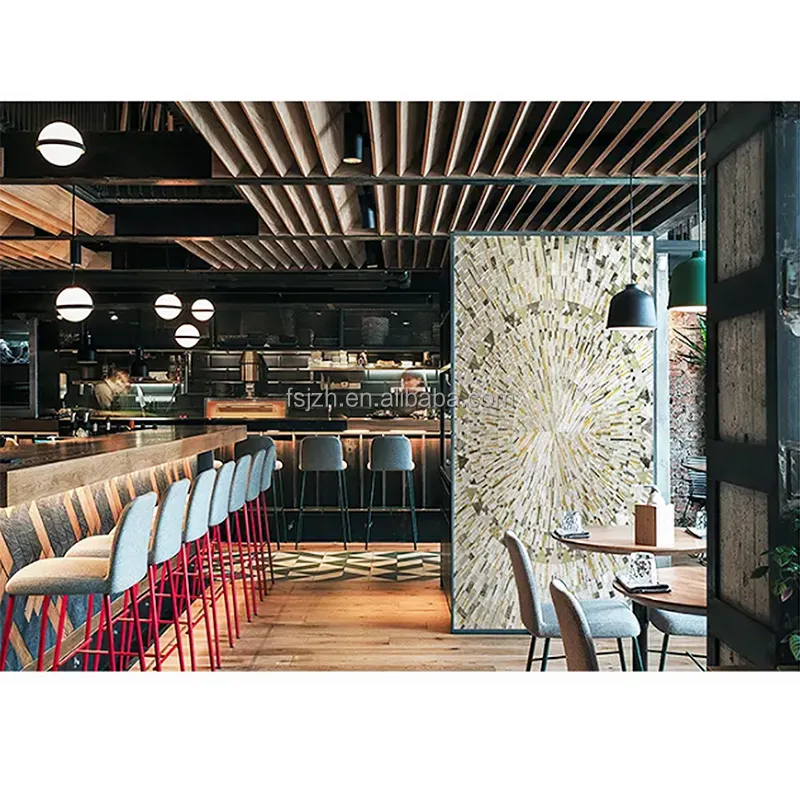Özel tasarım el kesim 3d altın ayna cam mozaik duvar karosu resim sanat malzemeleri için otel restoran ev duvar dekor projesi