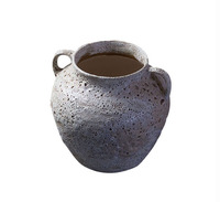 Cina Retro dekorasi lembut buatan tangan Stoneware hitam Zen tanah liat besar pot bunga untuk dijual dekorasi rumah vas keramik