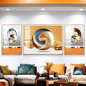 Ensemble de décoration d'intérieur abstraite africaine de luxe, grande taille, art mural géométrique pour salon, hôtel, peinture décorative en porcelaine de cristal - Product Image 2