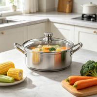Panci Hot Pot Stainless Steel Tebal Ekstra Tanpa Lapisan, Dua Sisi, untuk Penggunaan di Rumah dengan Kompor Induksi, Model CM Panci Tunggal Besar