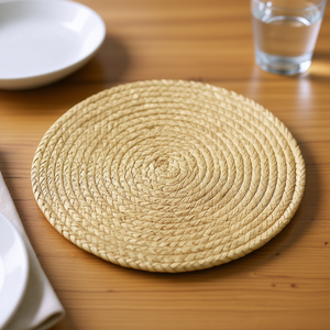 Juego de 6 manteles individuales redondos de paja tejida Zeller para mesa de comedor - Product Image 3