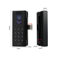 Cerradura Inteligente para Puerta de Vidrio de Oficina de Nuevo Diseño, con Huella Dactilar, Sin Perforación, con Código, Tarjeta y Llave, para Uso Comercial