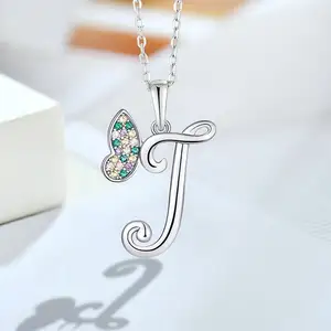 YH JEWELLERY Factory Custom Letter Number Diy Fashion Custom Jewelry Letter J Pendant 925 Sterling Silver Necklace