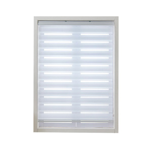 पंच-मुक्त ब्लैकआउट अंधा सादगी डबल-लेयर रोलर पुल प्रकार लिफ्ट-एंड-ड्रॉप मोटी अनुकूलन योग्य आधुनिक डिजाइन ज़ेबरा - Product Image 4