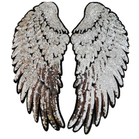Patchs à paillettes de haute qualité fer personnalisé sur plusieurs tailles ailes dorées plume d'argent bricolage pour vêtement