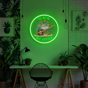 Enseigne néon de jardinage Je serai dans mon bureau Lumière LED Cadeaux de jardinier Brouette Enseigne florale Décoration de jardin Farmhouse Wall Art - Product Image 3