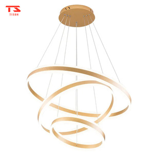 <span class=keywords><strong>HHot</strong></span>, iluminación montada Popular, lámpara colgante de lujo de acero inoxidable, círculo dorado, diseño moderno, candelabros Led, luz colgante - Product Image 1