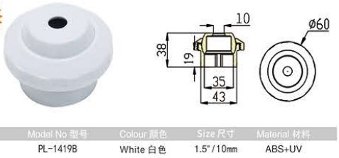 Buse œil-de-bœuf, filetage extérieur 1,5 pouce, diamètre du trou 10 mm.
