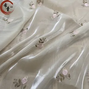 Tissu en organza métallique léger transparent à paillettes brillantes brodées pour robe de mariée ou tissu de mode boutique