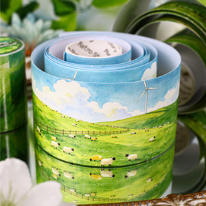 1 rollo de cinta adhesiva de la serie Aoyama Man'yo: materiales decorativos para bricolaje para diarios con temática de paisajes - Product Image 3
