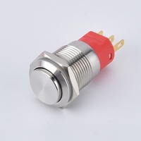 Interruptor de Botón Pulsador Plano con Bloqueo de 16/19/22 mm, Electrónico, Impermeable IP67, 3V/24V, LED Azul, 1NO1NC, Acero Inoxidable/Latón/Aluminio